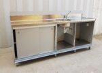RETROBANCO DA LAVORO FRIGOMECCANICA IN ACCIAIO INOX CON LAVELLO E MISCELATORE + 2 ANTE SCORREVOLI - immagine 2