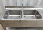 LAVELLO DOPPIA VASCA CON MISCELATORE E GOCCIOLATOIO cm 190x70x93h - immagine 3
