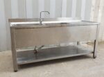 LAVELLO DOPPIA VASCA CON MISCELATORE E GOCCIOLATOIO cm 190x70x93h - immagine 2