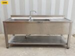 LAVELLO DOPPIA VASCA CON MISCELATORE E GOCCIOLATOIO cm 190x70x93h