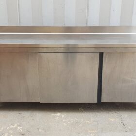 BANCO IN ACCIAIO INOX ARMADIATO CON ANTE SCORREVOLI ZANUSSI cm 200x70x95h