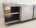 BANCO IN ACCIAIO INOX ARMADIATO CON ANTE SCORREVOLI ZANUSSI cm 200x70x95h - immagine 4