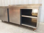 BANCO IN ACCIAIO INOX ARMADIATO CON ANTE SCORREVOLI ZANUSSI cm 200x70x95h - immagine 5