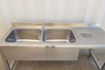 LAVELLO IN ACCIAIO INOX CON 2 VASCHE + FORO SBARAZZO - immagine 3