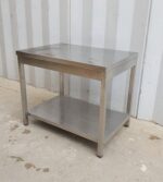 TAVOLO IN ACCIAIO INOX CON DUE RIPIANI cm 100x70x84h - immagine 3