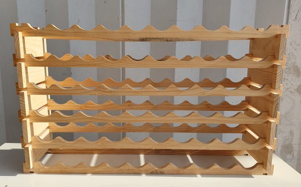 PORTA BOTTIGLIE VINO IN LEGNO DI PINO - 60 POSTI