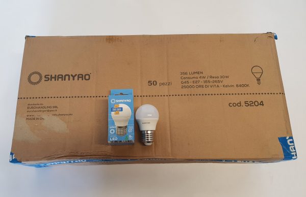 SCATOLA 70 LAMPADINE SHY LUNA 4W E27 G45 TMP SHANYAO - 6400K