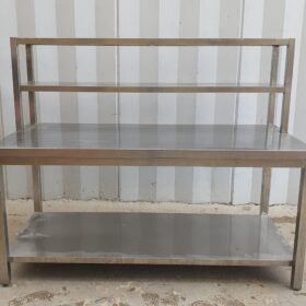 TAVOLO IN ACCIAIO INOX CON MENSOLE cm 180x80x145h