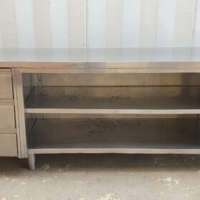 BANCO DA LAVORO IN ACCIAIO INOX CON CASSETTI cm 200x70x85h