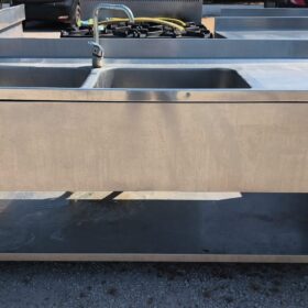 LAVELLO DOPPIA VASCA CON MISCELATORE E GOCCIOLATOIO cm 190x70x93h
