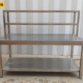 TAVOLO IN ACCIAIO INOX CON MENSOLE cm 180x80x145h