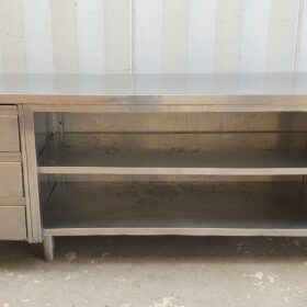 BANCO DA LAVORO IN ACCIAIO INOX CON CASSETTI cm 200x70x85h